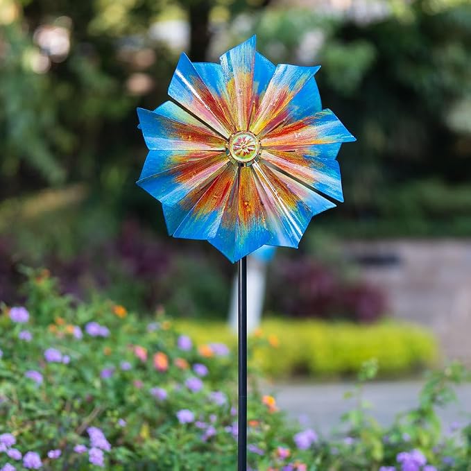 Stargarden 12.8" Outdoor Wind Spinner, Colorful Kinetic Metal Wind Spinners, Metal Yard Art for Garden Yard Patio