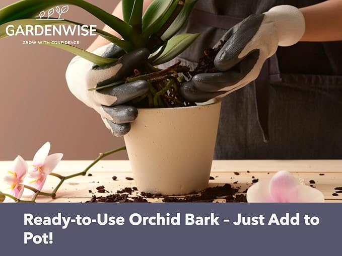 GARDENWISE Premium Orchid Bark for Potting Mix – Ready-to-Use Pine Bark for Indoor Plants, Orchid Repotting & Soil Mix Creation, Ideal Orchid Medium (5 Quarts)