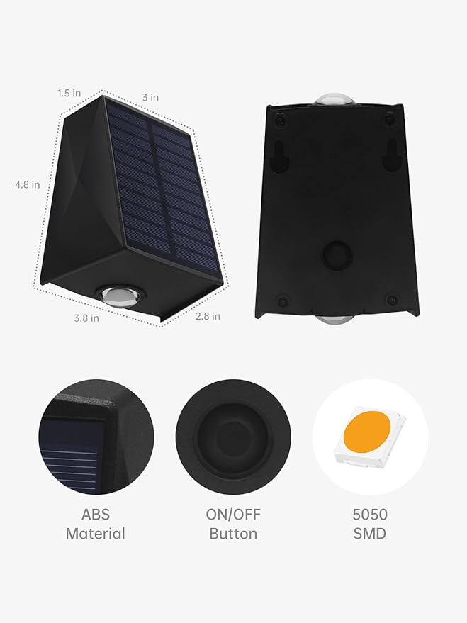 Mrzxy Solar Lights Outdoor Waterproof Up and Down Solar Wall Lights Outdoor Dusk to Dawn for House, Garage, Exterior, Sconce