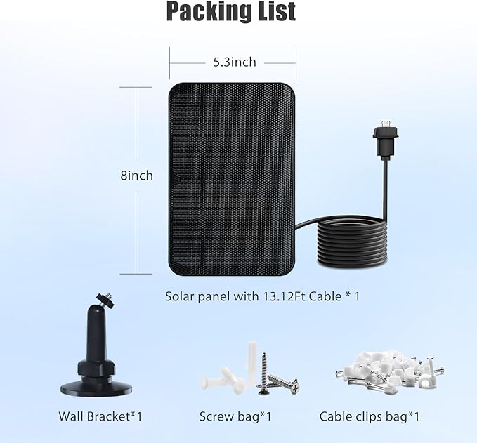 Solar Panel for Blink Camera, Solar Panel Compatible with Blink Outdoor (3rd Gen) XT XT2 Camera, IP65 Waterproof, 13.12ft Cable, Wall Mount