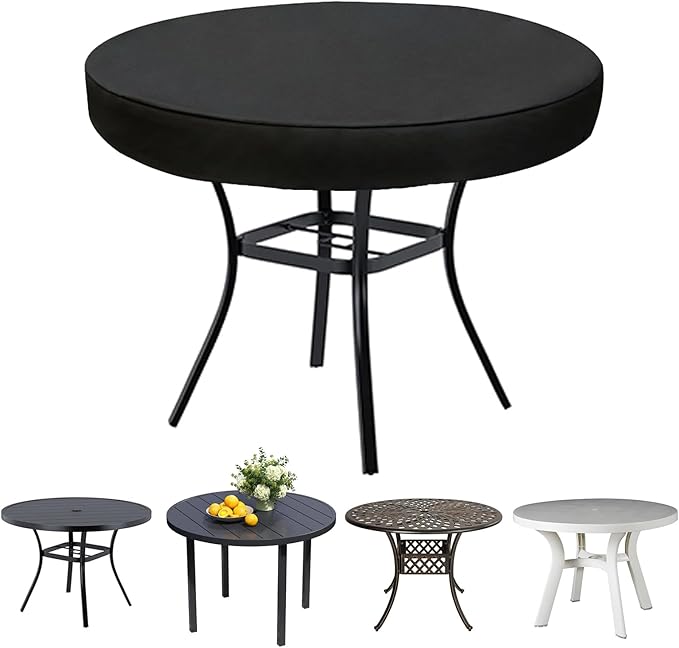 SUNICO Outdoor Round Table Cover 42" Dia, Patio Table Cover Round for Patio Circle Coffee Table & Dining Table & Picnic Table.Windproof, Waterproof, Stain-Resistant, Durable Table Cover