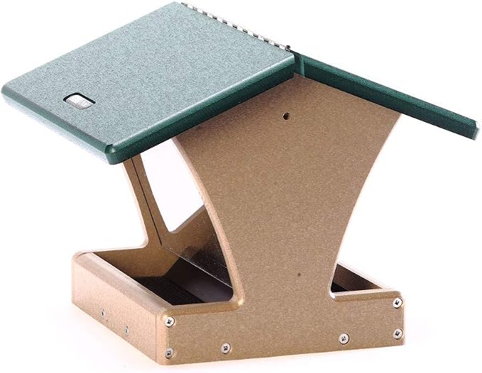 Birds Choice SN200 Two-Sided Hopper Feeder, Recycled Bird Feeder, Medium, Taupe/Green