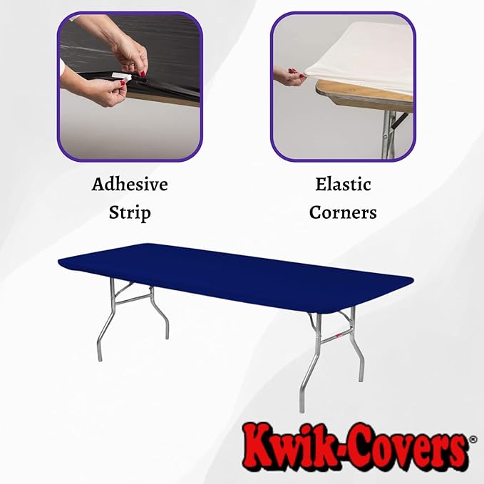 Kwik-Covers 6' Rectangle Plastic Table Covers 30" x 72", Bundle of 5 (Navy Blue)