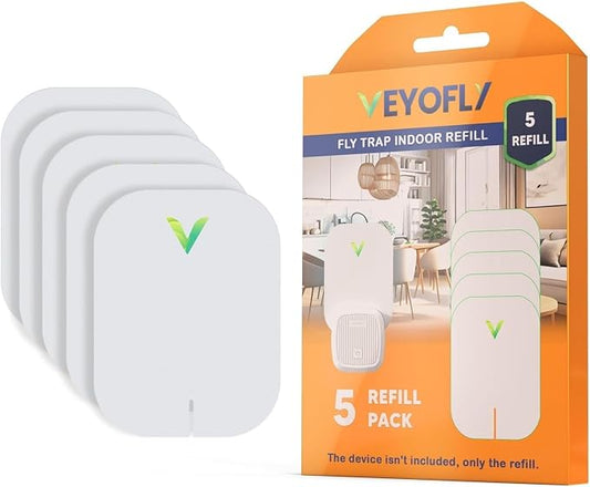 VEYOFLY Fruit Fly Traps for Indoors Official Refill, Gnat Trap Indoor Plug in, Bug Traps, Flying Insect Trap, Gnat Traps for House Indoor, Fly Trap Indoor for Home, Mosquito Catcher, Pack 5 Refills