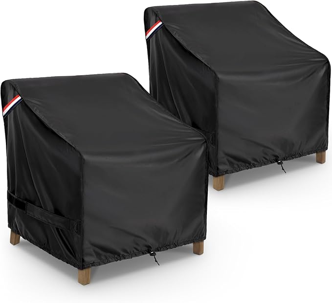 KylinLucky Outdoor Chair Covers Waterproof UV Resistant Universal Fit 30x34x38.5 inches Heavy Duty Oxford Fabric for Patio Furniture Chairs, Rocking Chairs, Black