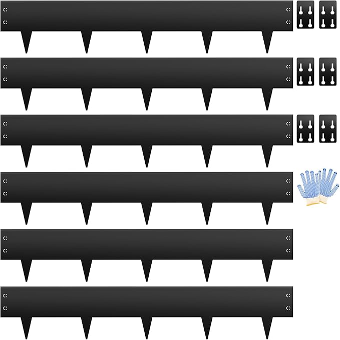 Steel Landscape Edging 6-Pack, 8" H X 40" L Bendable Metal Edging for Landscaping, No-Dig Metal Landscaping Edging for Yard, Lawn Edge, Pathway & Flower Beds (20Ft Total)