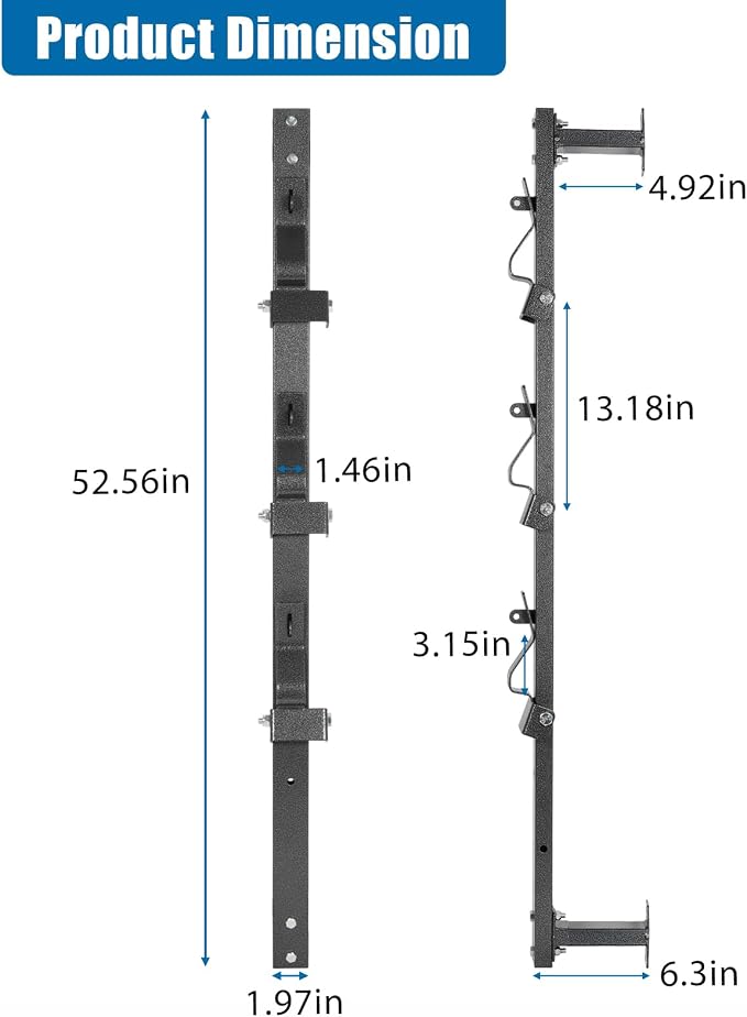 Trimmer Rack, 3 Place Heavy Duty Weedeater Rack for Walls, Open and Enclosed Trailers with Locks, Black Steel