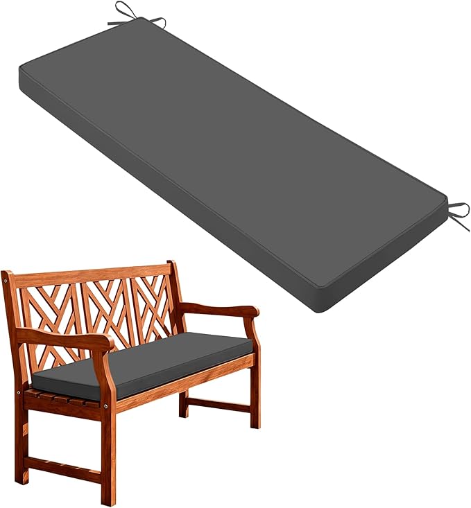 Outdoor Bench Cushions for Outdoor Furniture, 45x18 Inch, Waterproof Patio Furniture Cushion, Fade Resistant Bench Cushions for Porch Swing, Long Bench, Indoor, Dark Grey