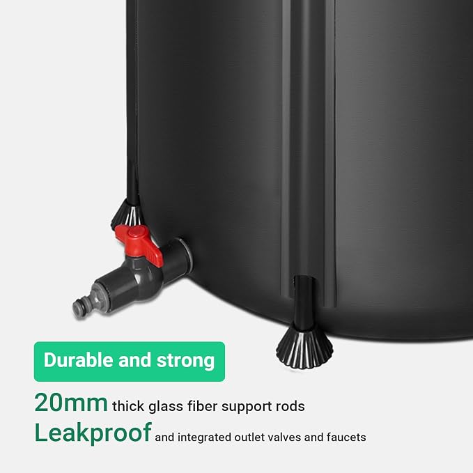 FAMIROSA 100 Gallon / 378L Collapsible Rain Barrel, Foldable PVC Rain Barrels to Collect Rainwater from Gutter, Portable Water Storage Tank Container with Spigot, Water Catcher Collector Black