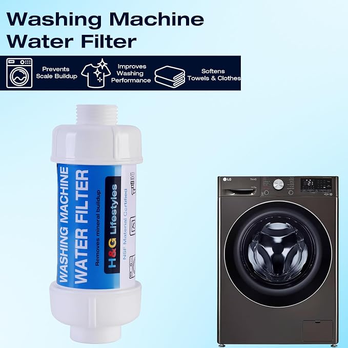 H&G Lifestyles Water Filter for Washing Machine,Water Softener Anti-Scale | with 3/4" GHT Garden Hose Filter, Prevent Scale Build-up,for Water Heater Swamp Cooler,2PACKS