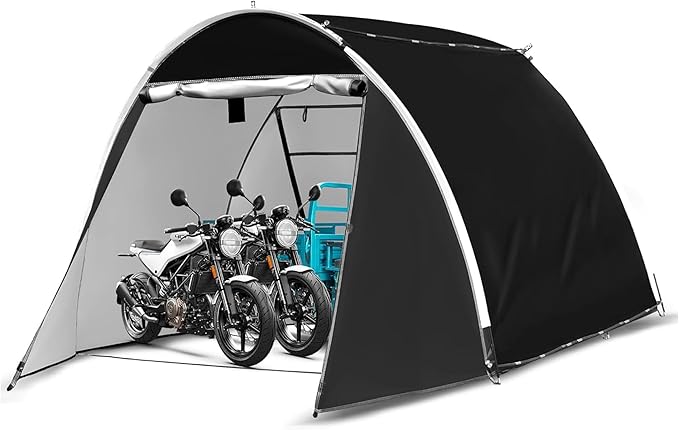 Bike Storage Shed Tent, 98.4 x 82.7 x 65 in,Outdoor Portable Bike Storage, 210D Oxford Fabric PU4000 Waterproof, 2 Rolling Doors, Store 4~8 Bikes, Motorcycles or Large Motorcycles, Without Floor