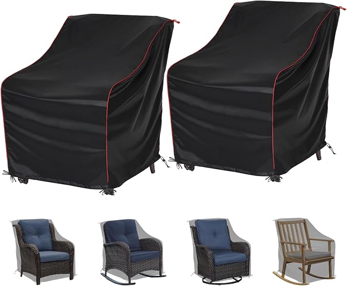 Outdoor Chair Cover (34" L X 29w X 35" H)，Patio Chair Covers All Weather Protection,Suitable for Most Outdoor Furniture, Lawn Chairs, Swivel Rocking Chairs, Etc(Black-2 PCS)