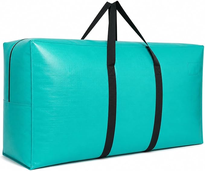 75 Gallon Extra Large Storage Bags, Jumbo Storage Bags, Foldable Big Turquoise Waterproof Storage, 50x23x15inch - 1PACK