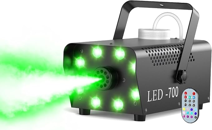 700W Professional Smoke & Fog Machine with 14 Color LED Lights – Wireless Remote Control, Continuous Spray, Durable Design – Perfect for Halloween Weddings Party Event