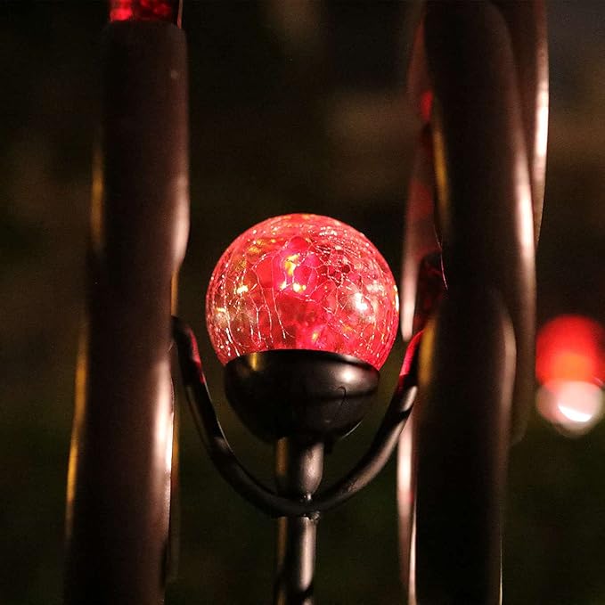 Solar Powered Glass Ball+Accessories - for Solar Wind Spinner Replacement Solar Light Parts (Bronze)