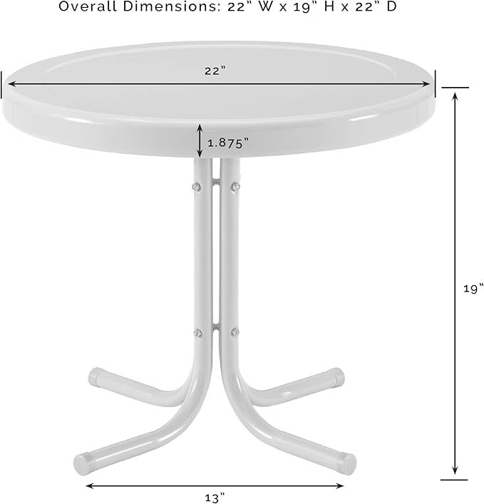 Crosley Furniture Griffith Weather Resistant Retro Metal Outdoor Side Table for Patio, Deck, Porch, Turquoise