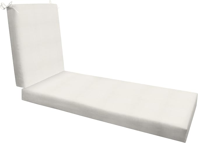 Honeycomb Outdoor Chaise Lounge Cushion for Patio Furniture, Water & Fade Resistant, Removable Cover, 21.5 x 70, Heritage Textured Solid Bone