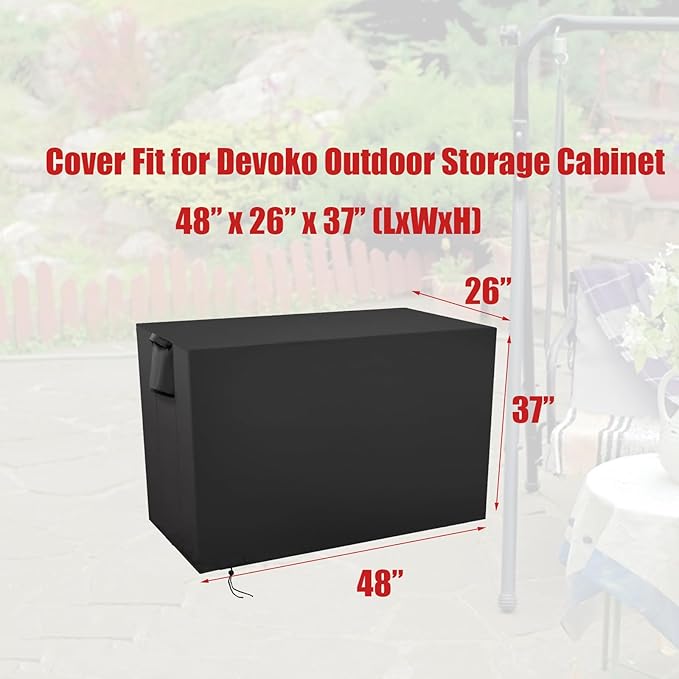Storage Sheds Cover Fit for Devoko Outdoor Storage Cabinet, Waterproof Storage Box Storage Cabinet Cover- 48"L x 26"W x 37"H