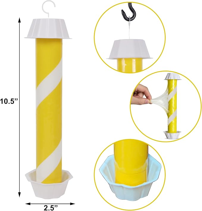 Fly Stick Sticky Fly Traps for Indoors Outdoor 12pk, Sticky Hanging Fly Stick, Flying Insect Trap, wasp Trap（Fluorescent Strip Yellow）