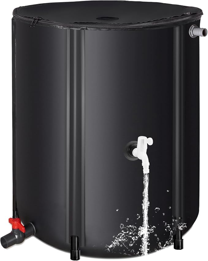 Eco-Friendly Rain Barrel – Efficient Rainwater Collection System with Spigot and Hose – Perfect for Garden Watering and Water Storage – 52 Gallon Portable Water Tank