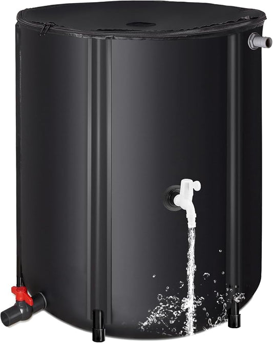 Eco-Friendly Rain Barrel – Efficient Rainwater Collection System with Spigot and Hose – Perfect for Garden Watering and Water Storage – 52 Gallon Portable Water Tank