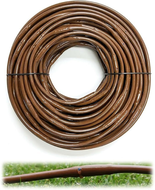 1/4" Drip Irrigation Tubing 100ft with 6" Emitter Spacing for Garden System | Pre-Installed Emitters at Close Intervals Save Setup Time, Even Distribution for Flower Beds, Works with Most Drip Systems