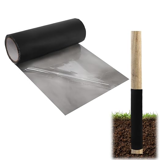 Self-Adhesive Fence Post Wrap, Waterproof Duty Tape for Wood Rot Protection, Trimmable Guard Shield,13.1ft×11.8Inch(1 Roll)