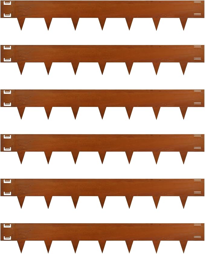 Cor-Ten Steel Landscape Lawn Edging, 40" L x 5" H,6 Pack Steel Edging for Landscaping,Metal Landscape Edging, Metal Edging for Landscaping(180 Degree Bend, Rusted)