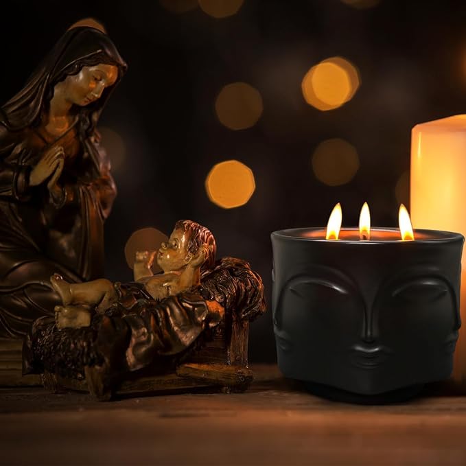 Strong Lavender 3 Wick Black Large Candle, 20oz, Ceramic, Outdoor Scented Candles, 100% Soy, for Home Scented, Yoga, Meditation, Patio, Table Decor, Beautiful Candle Jars