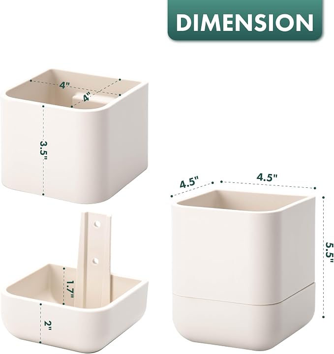 Phoenix Vine 4.5 Inch Wall Mounted Self-Watering Planter Pot for Indoor Houseplants and Herbs | Hanging Planter for Window Sills, Bathroom Walls, Home & Office Décor, Oatmeal, Set of 2, 01-B-G-2