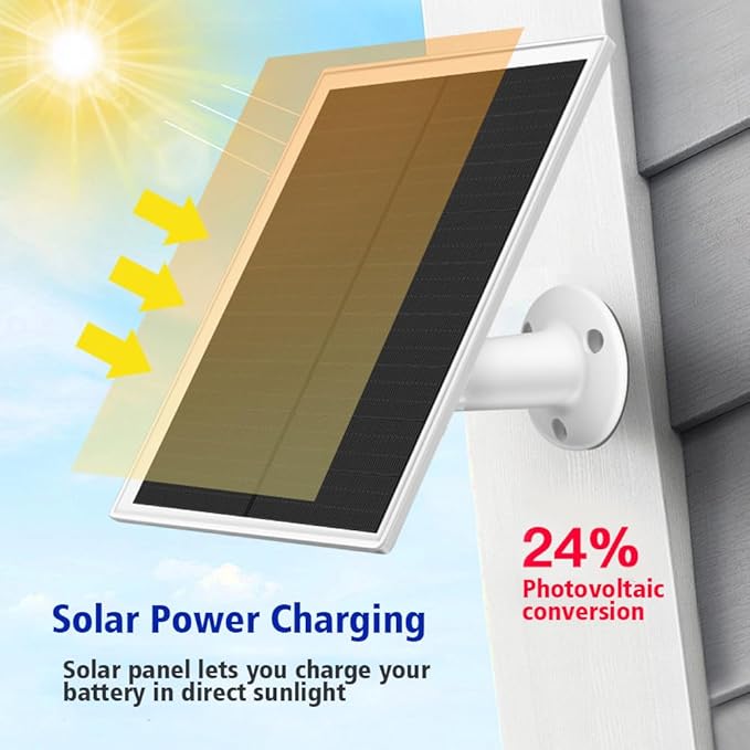 Solar Panel Charger, 6W Solar Panel with Micro USB & USB-C Port,IP66 Waterproof, for Bird Feeder Camera, Doorbell,Security Camera etc with 360°Adjustable Mounting,9.8Ft Cable
