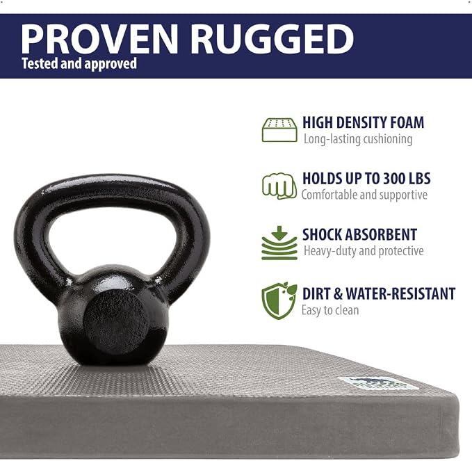 RUGGED RHINO Kneeling Pad and All-Weather Protection Tarp, Kneeling Pad Resists Water in Gray Color, Tarp is Multipurpose High Durability 6’ x 8’ in Blue Color, 2 Item Bundle