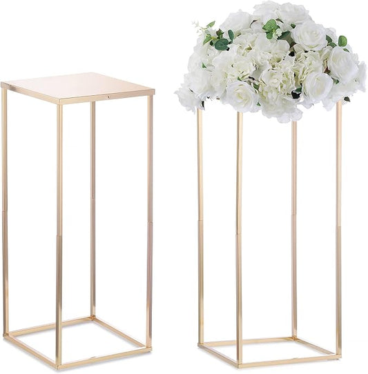 NUPTIO Gold Vases for Centerpieces Wedding - 2 Pcs 23.6 inch Tall Gold Vase Wedding Centerpieces for Tables - Geometric Gold Centerpieces for Table Flower Stand for Table Centerpieces for Weddings