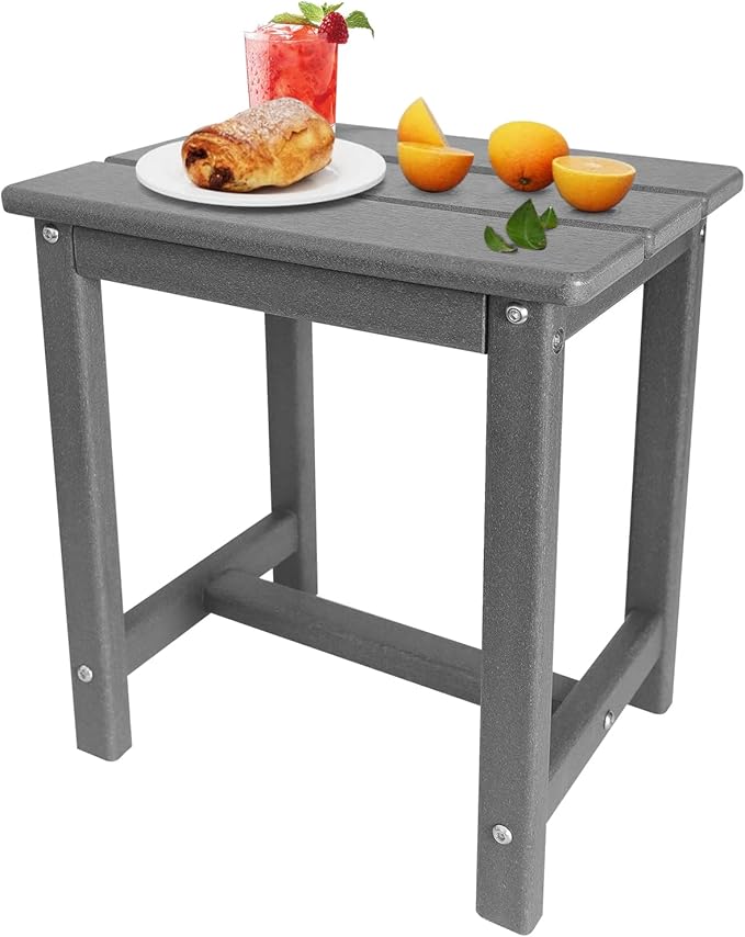 GARDENSTAR Adirondack Square Side Table,one-Tier Outdoor end Table, Patio Side Table for Pool,Porch,Backyard,Relaxing Companion (Grey)