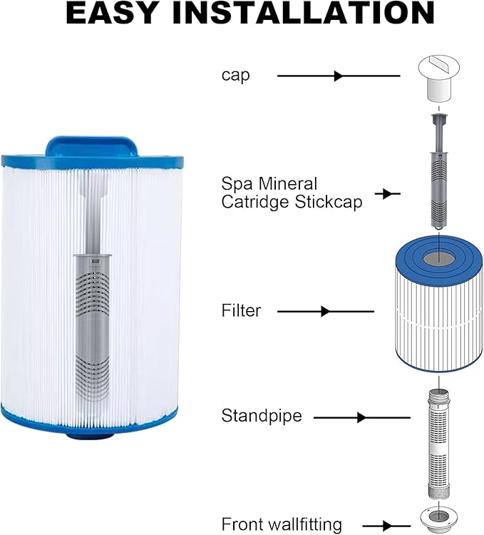 Spa Silver Ion Cartridges for Hot Tubs 3 Pack, Hot Tub Mineral Ion Stick - Keeps Water Clean & Clear, Lasts 4 Months - Mineral Cartridges Sticks for Spa and Hot Springs