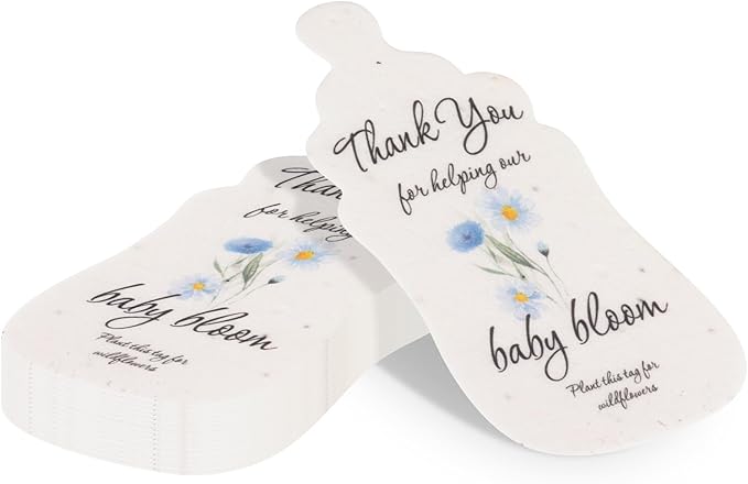 15pcs Blue Baby Bottles and 15-Set Planting Guide with Glassine Envelopes