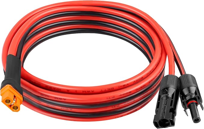 XRDS -RF Solar Panel Adapter Cable to XT60i 8FT - 10AWG XT60i Female Solar Cable Tinned Copper Wire with PVC Jacket, XT60i Solar Extension Cable for Power Station and Portable Generator
