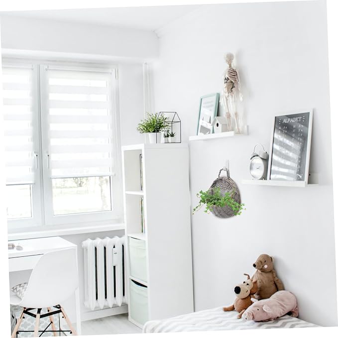 Wicker Hanging Basket Set 2 Pcs Handmade Wall-Mounted Planters for Indoor Outdoor Use Grey Willow Style Storage and Flowerpot