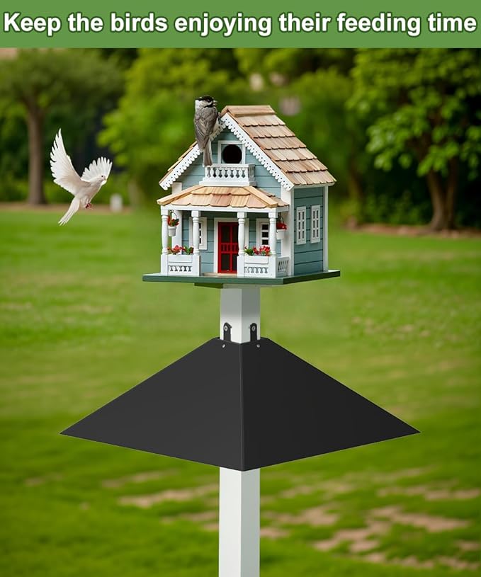 Queension Plastic Squirrel Baffle for 4x4 Post, Squirrel Guards for 3.5 to 4.5 Inch Feeder Poles for Keep Squirrels and Racoons Off Bird Houses, Black, 1 Pack