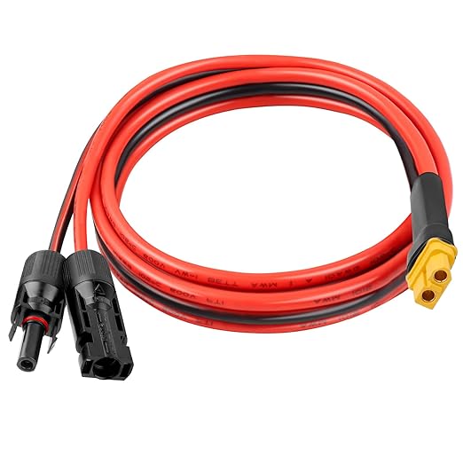 10AWG 3FT XT60 Solar Extension Cable 2 3 6 10 15 20 25 35 40 50 75 100FT XT60 Solar Extension Connector Adapter Thicker Cable Female to Male for Portable Power Station Solar Panel RC LiFePO4 Battery