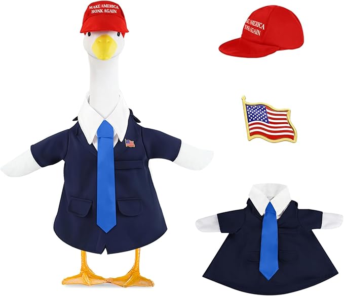 3 Pcs Porch Goose Outfits, for 23-28 Inch Porch Goose,Patriotic Costume for Plastic/Cement Statue for Outdoor Courtyard Garden Terrace Art Decoration (Blue, 23-28IN)