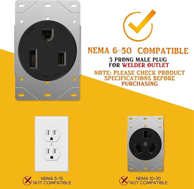 Kanayu NEMA 6-50P to L14-30R 30 Amp Welder Adapter, 50 A 6-50P Male to 30A L14-30R Female, 3 Prong Welding Outlet to 4 Prong Generator Locking Plug Generator to Welder Adapter