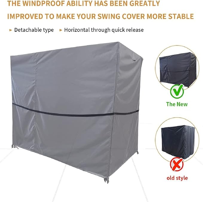 2 Seater Patio Swing Cover Outdoor Swing Chair Cover Hammock Glider Cover Durable Waterproof Dustproof Windproof All Weather Protector(65 * 50 * 66inch) Black