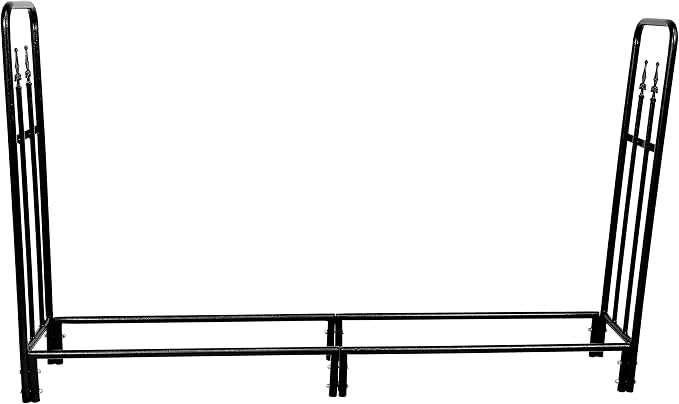 Sunnydaze Indoor/Outdoor 6-Foot Decorative Firewood Log Rack - Powder-Coated Steel Wood - Black