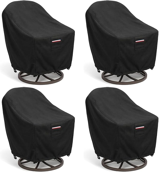 Outdoor Patio Chair Covers 4-Pack, Heavy Duty 600D Oxford Fabric, Weather Resistant Waterproof Furniture Protectors, Black, 35x37x36 inches