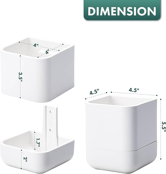 Phoenix Vine 4.5 Inch Wall Mounted Self-Watering Planter Pot for Indoor Houseplants and Herbs | Hanging Planter for Window Sills, Bathroom Walls, Home & Office Décor, White, Set of 3, 01-B-D-3