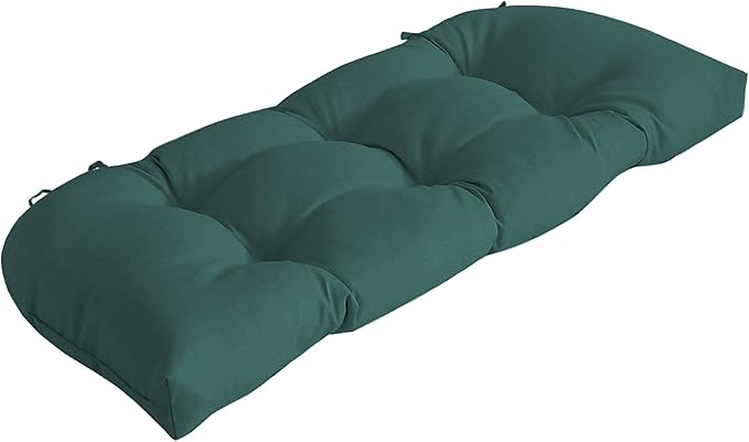 Arden Outdoor Wicker Settee Cushion, 41.5 x 18, Rain-Proof, Fade Resistant Peacock Blue Green Texture
