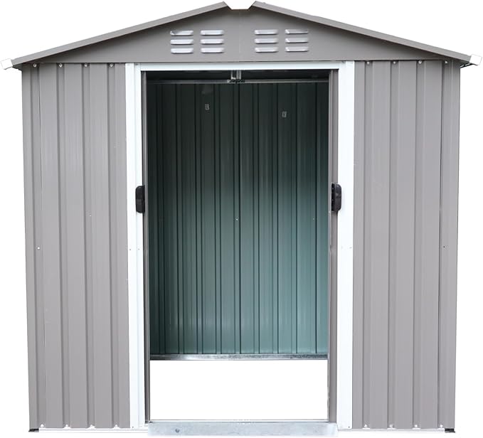 Outdoor Garden Storage Shed Rainproof Large Storage Space Outdoor Storing Tools for Bike Trash Can Machine (6x4ft) Grey