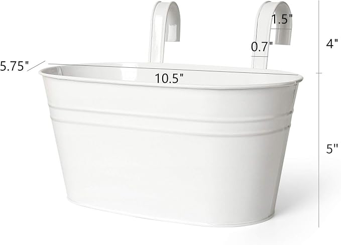 Dahey 4 Inches Hanging Flower Pots Metal Iron Bucket Planter for Railing Fence 10 Pcs and 5 inch Hanging Bucket Pots 5 Packs Window Flower Plant Holder with Detachable Hooks Indoor Outdoor Decor