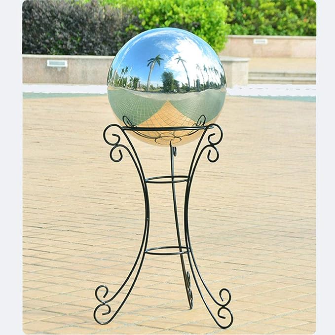 8 inch Gazing Globe Mirror Ball,Polished Reflective Smooth Garden Ball Sphere,Colorful and Shiny Addition to Any Garden or Home Decoration,Silver Stainless Steel
